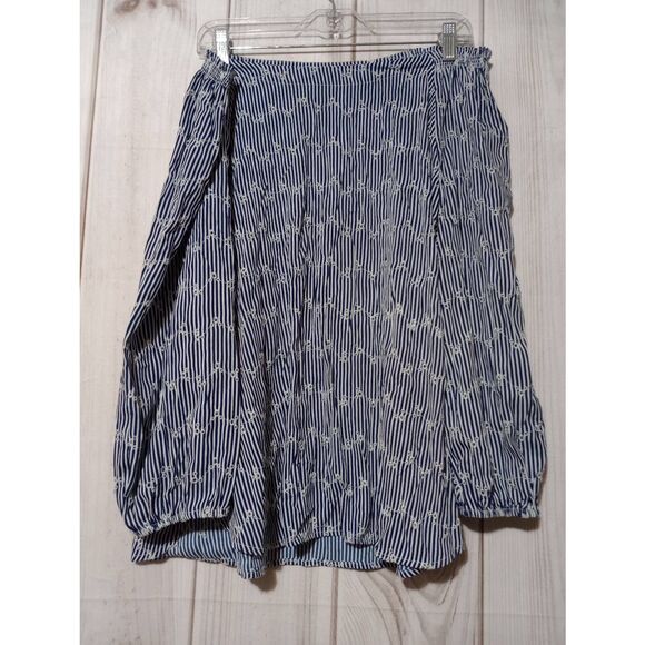 LOFT Tops - Loft‎ Shirt Ladies Extra Large Blue White Striped Long Sleeve